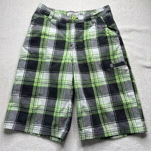 Plaid Green and Black Kids' Shorts
